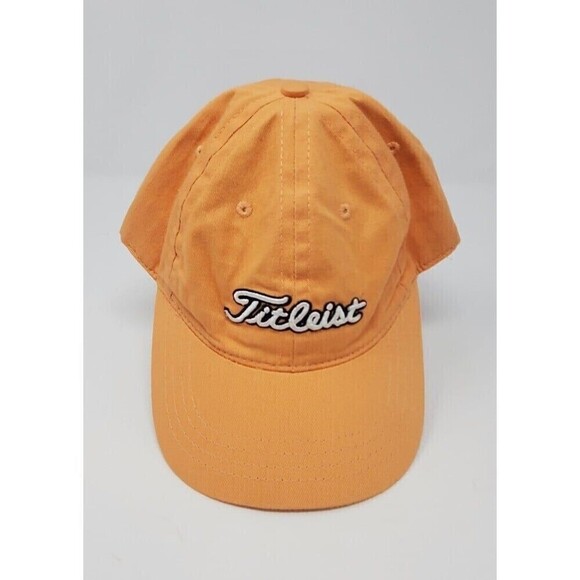 TITLEIST PEACH SALMON 100% COTTON BASEBALL HAT CLIP BACK ADJUSTABLE UNISEX OS - Picture 1 of 12